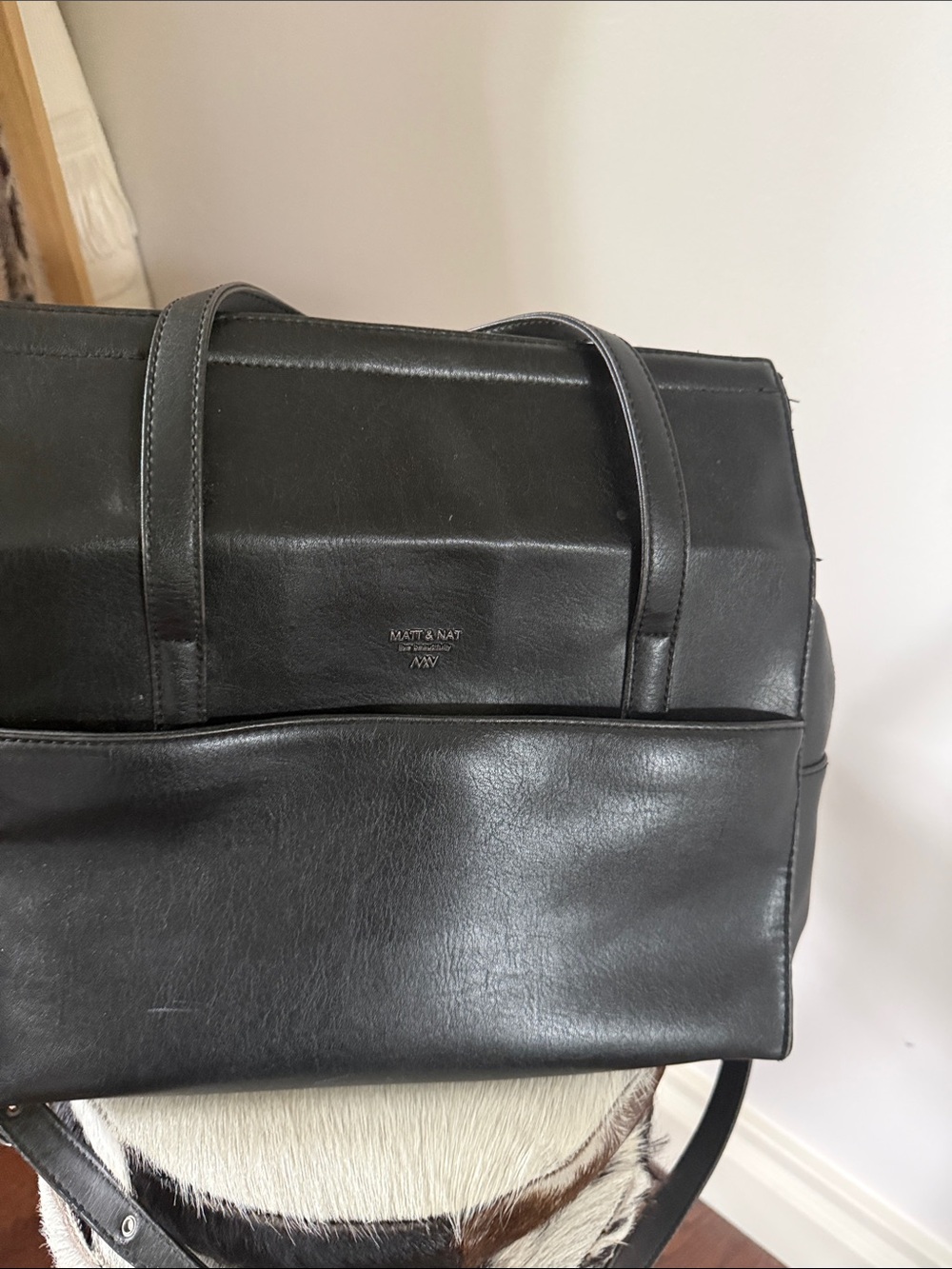 Matt & Nat Black Vegan Leather Briefcase Tote